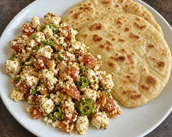 Paneer bhurji with tawa parantha at Pind Di Roti, Toronto, ON