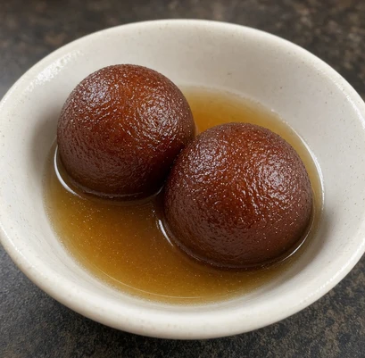 Gulab jamun dessert at Pind Di Roti in Toronto